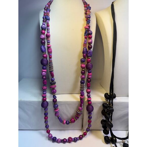Chicos Chico's long necklace necklaces lot bundle jewelry Purple gold black - Picture 2 of 14